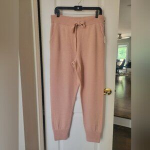 NWT Express 100% Cashmere Super High Waisted Joggers Pink Size Large